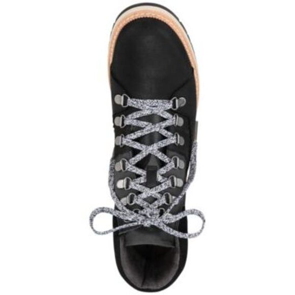 NWT TOMS Womens Black Padded Waterproof Mesa Wedge Lace-Up Leather Booties 6.5 - Picture 4 of 5